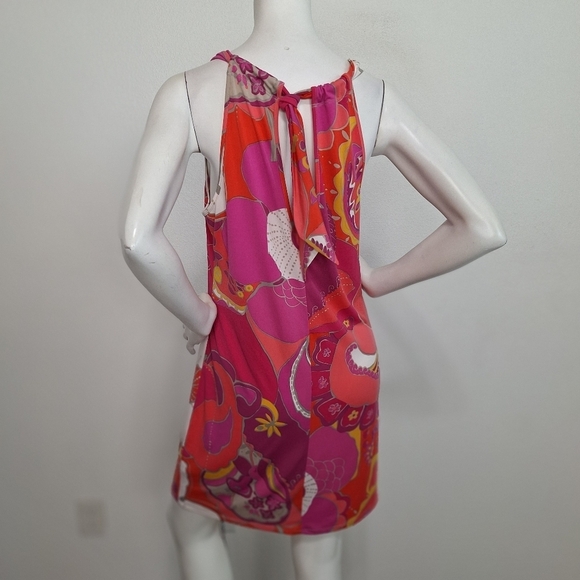Trina Turk MulticolorJuju 2 Floral Bohemian Retro Back Tie Mini Dress Size S - Picture 4 of 8